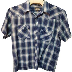 Men's Outlaw Western Wear Button Up 1x Big Short Sleeve Pearl Snap Shirt